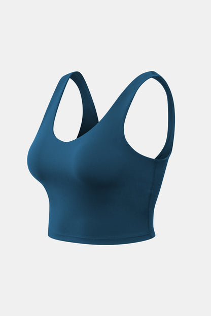 Cropped Scoop Neck Active Tank Top - Fashion Finder Hub