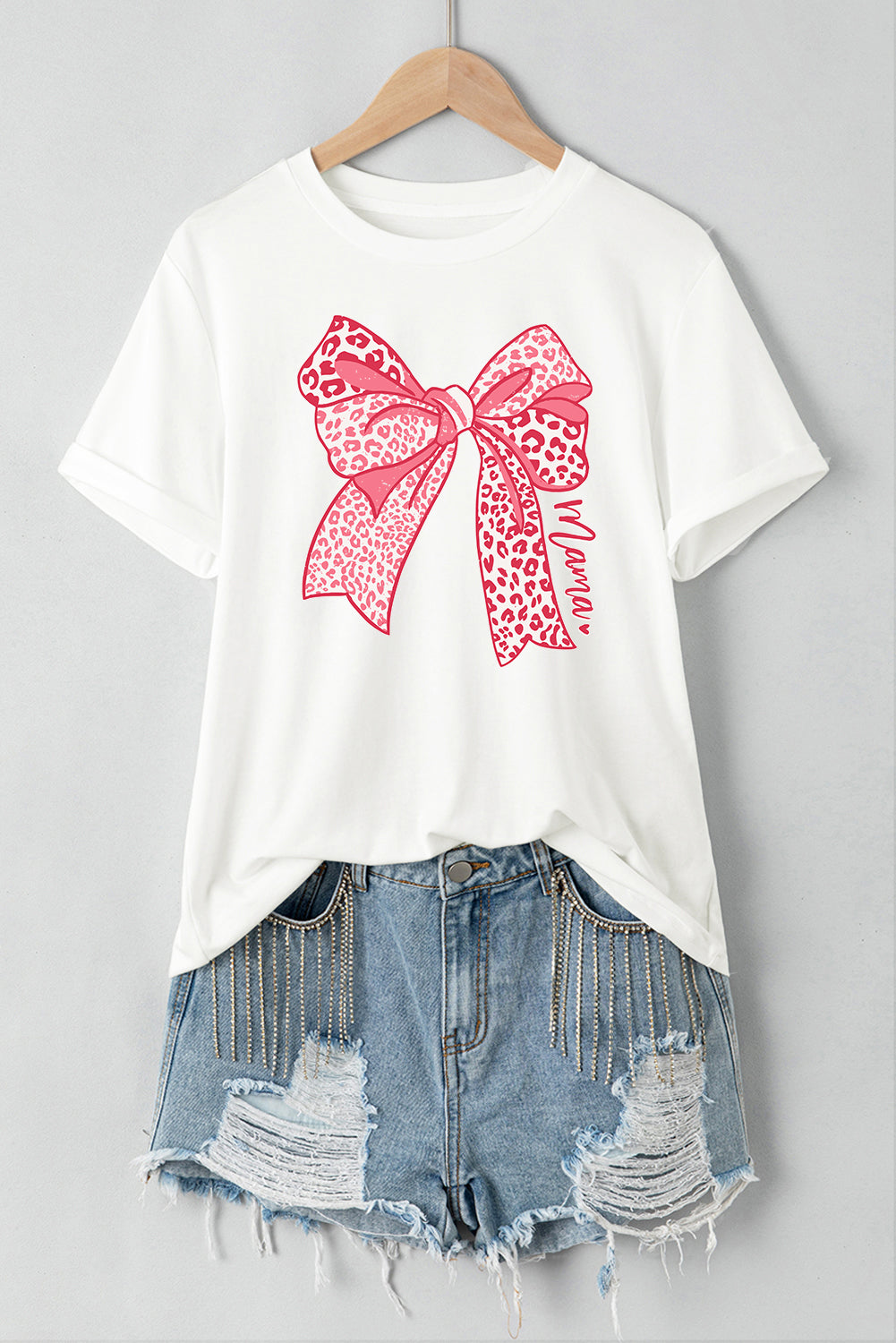 Bow Graphic Round Neck Short Sleeve T-Shirt - Fashion Finder Hub