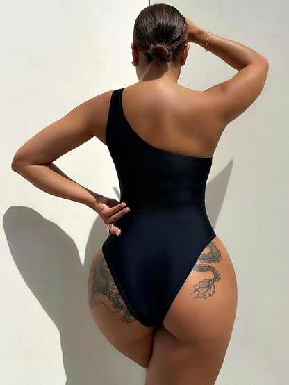 One-Shoulder Sleeveless One-Piece Swimsuit - Fashion Finder Hub