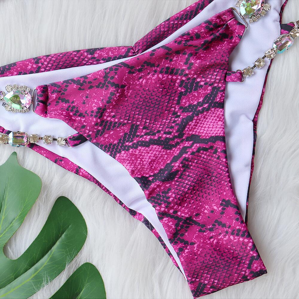 Printed Crystal Diamond Seaside Vacation Beach Swimsuit