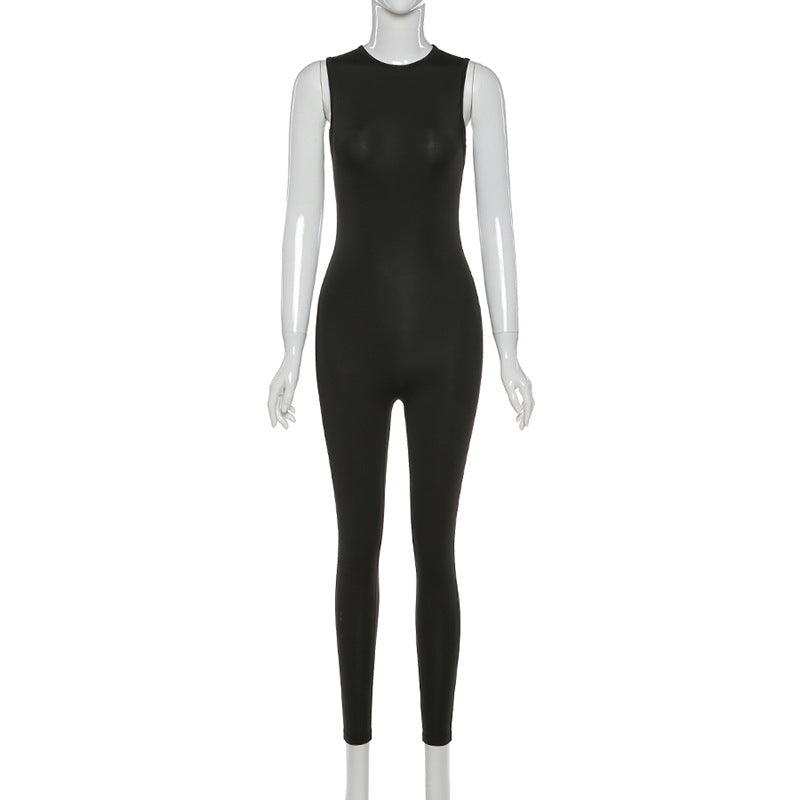 Full Seasons Casual Fitness Sporty Playsuit Sleeveless Slim Activewear All In One Jumpsuit