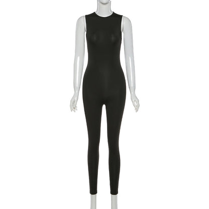 Full Seasons Casual Fitness Sporty Playsuit Sleeveless Slim Activewear All In One Jumpsuit
