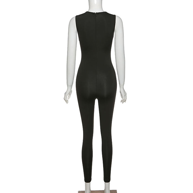 Full Seasons Casual Fitness Sporty Playsuit Sleeveless Slim Activewear All In One Jumpsuit