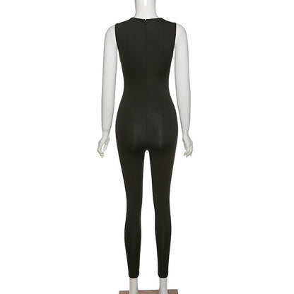 Full Seasons Casual Fitness Sporty Playsuit Sleeveless Slim Activewear All In One Jumpsuit