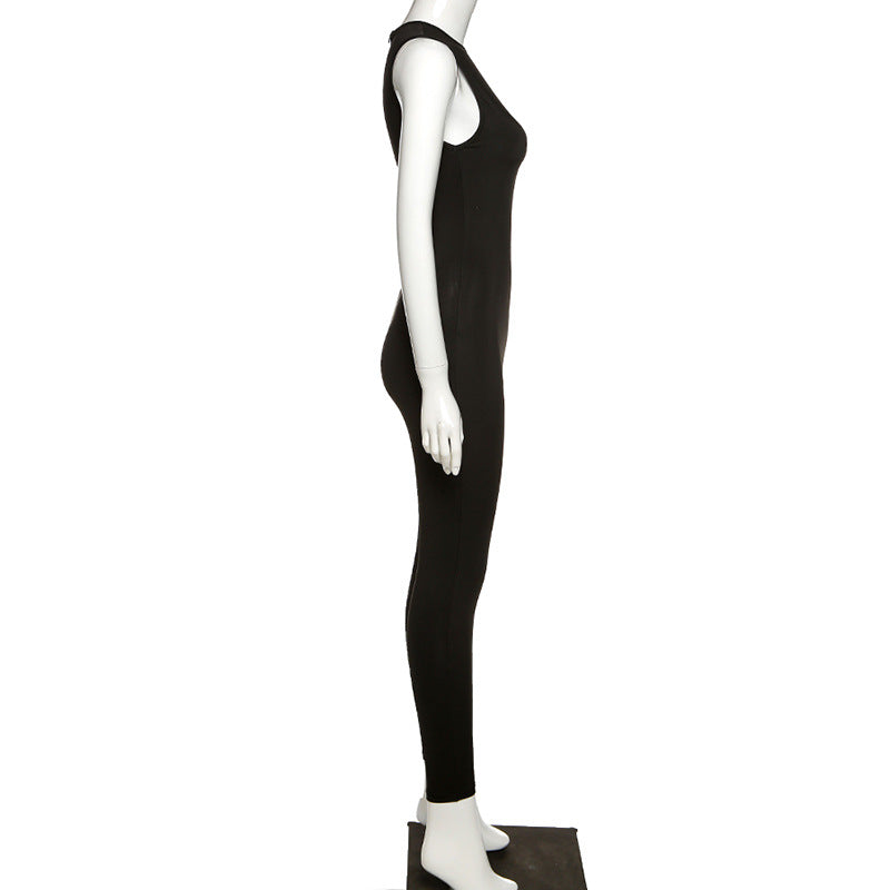 Full Seasons Casual Fitness Sporty Playsuit Sleeveless Slim Activewear All In One Jumpsuit
