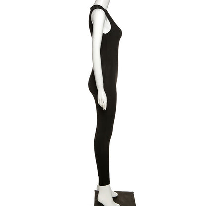 Full Seasons Casual Fitness Sporty Playsuit Sleeveless Slim Activewear All In One Jumpsuit