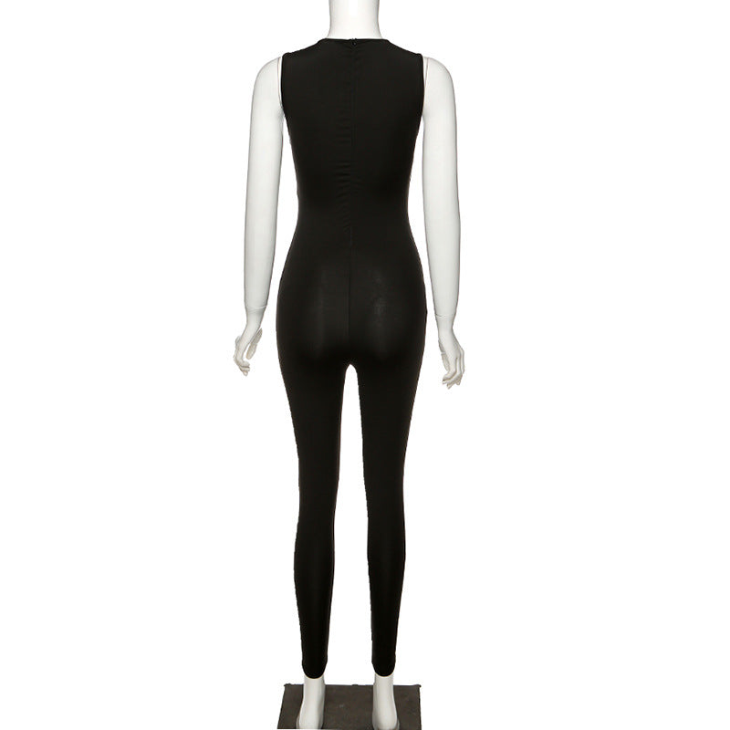 Full Seasons Casual Fitness Sporty Playsuit Sleeveless Slim Activewear All In One Jumpsuit