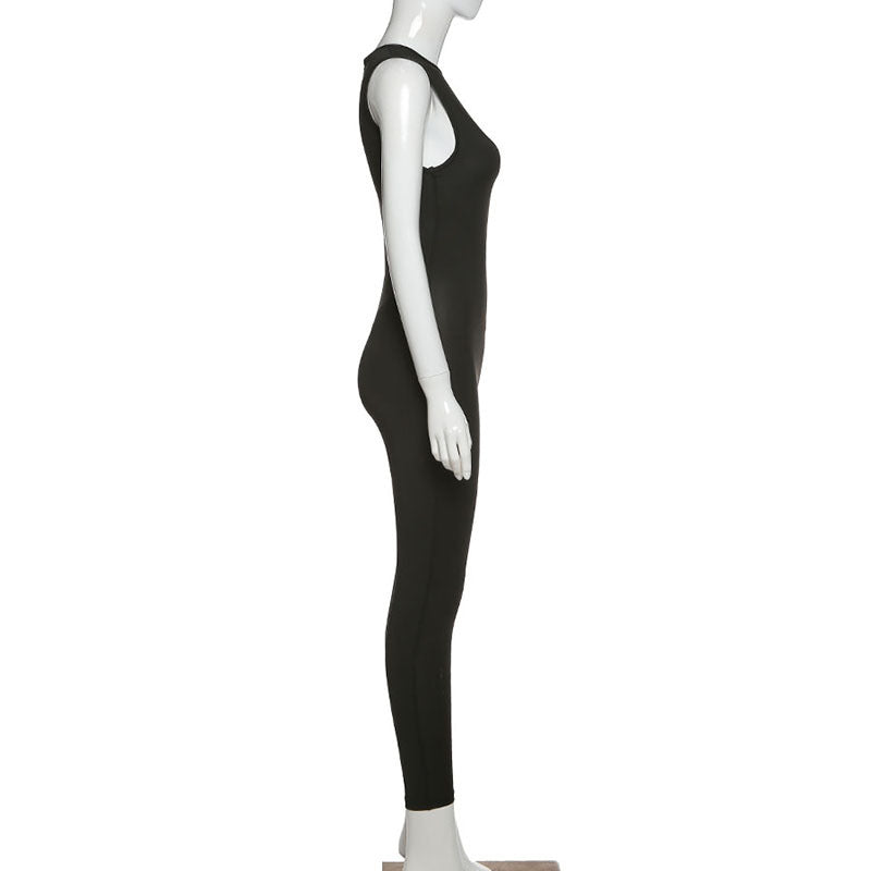 Full Seasons Casual Fitness Sporty Playsuit Sleeveless Slim Activewear All In One Jumpsuit