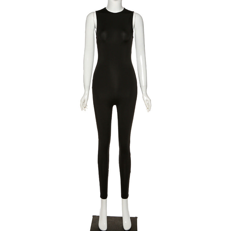 Full Seasons Casual Fitness Sporty Playsuit Sleeveless Slim Activewear All In One Jumpsuit