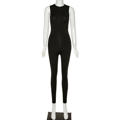 Full Seasons Casual Fitness Sporty Playsuit Sleeveless Slim Activewear All In One Jumpsuit
