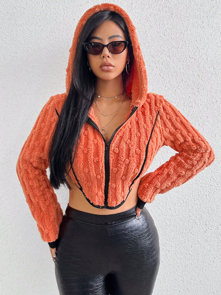 Orange Coral Cropped Jacket(Hoodie)🪸