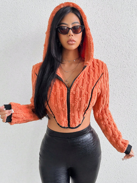 Orange Coral Cropped Jacket(Hoodie)🪸