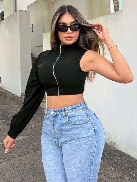 One Sleeve Crop Tops