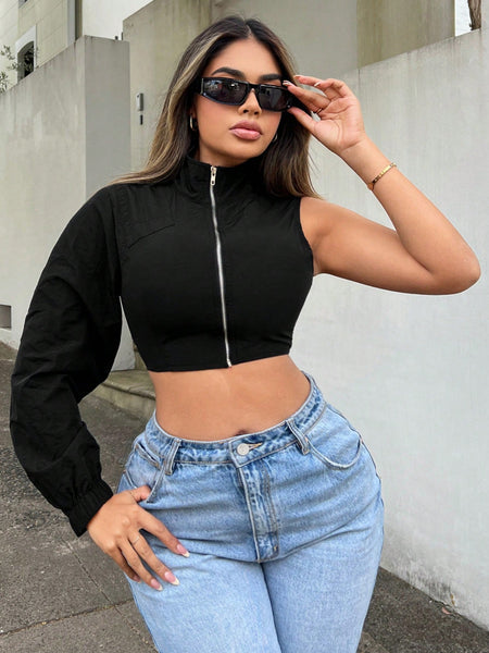 One Sleeve Crop Tops