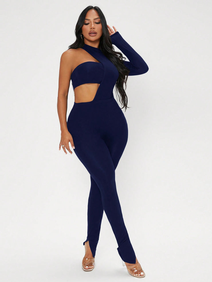 Hollow Slim Fit Top And Leggings Two-Piece Set