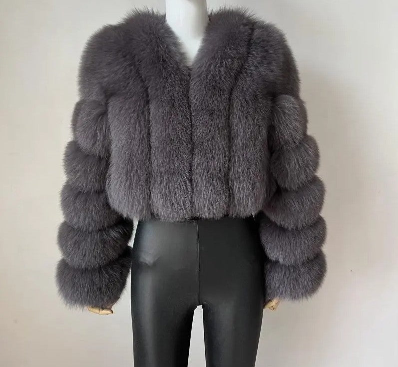 New Fur Women's Coat Short Stitching Long Sleeve