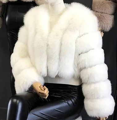 New Fur Women's Coat Short Stitching Long Sleeve