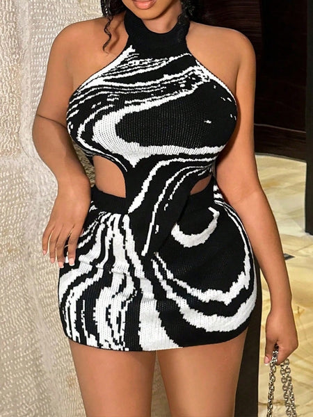 Black and White Zebra Skirt Set