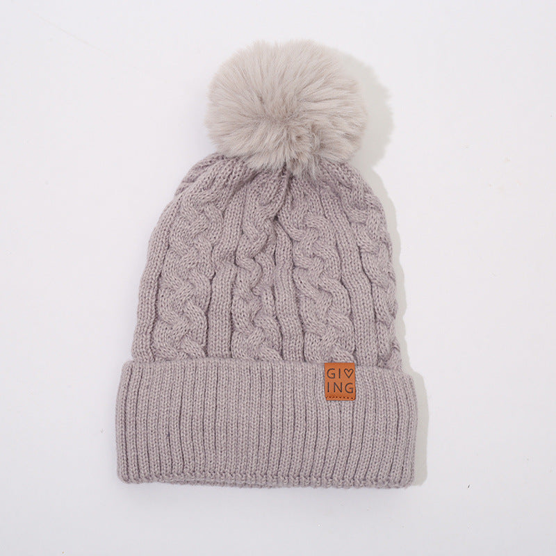 Josephine Fleece-lined Thickened Knitting Warm Men's And Women's Wool Hats With Fur Ball