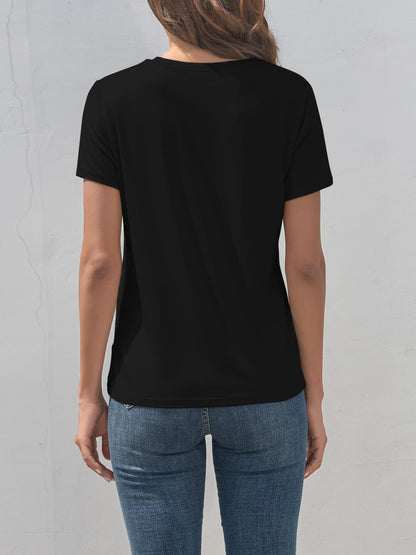 Rabbit Graphic Round Neck Short Sleeve T-Shirt - Fashion Finder Hub