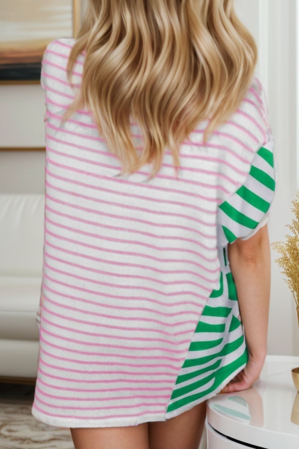 Striped Round Neck Dropped Shoulder T-Shirt - Fashion Finder Hub
