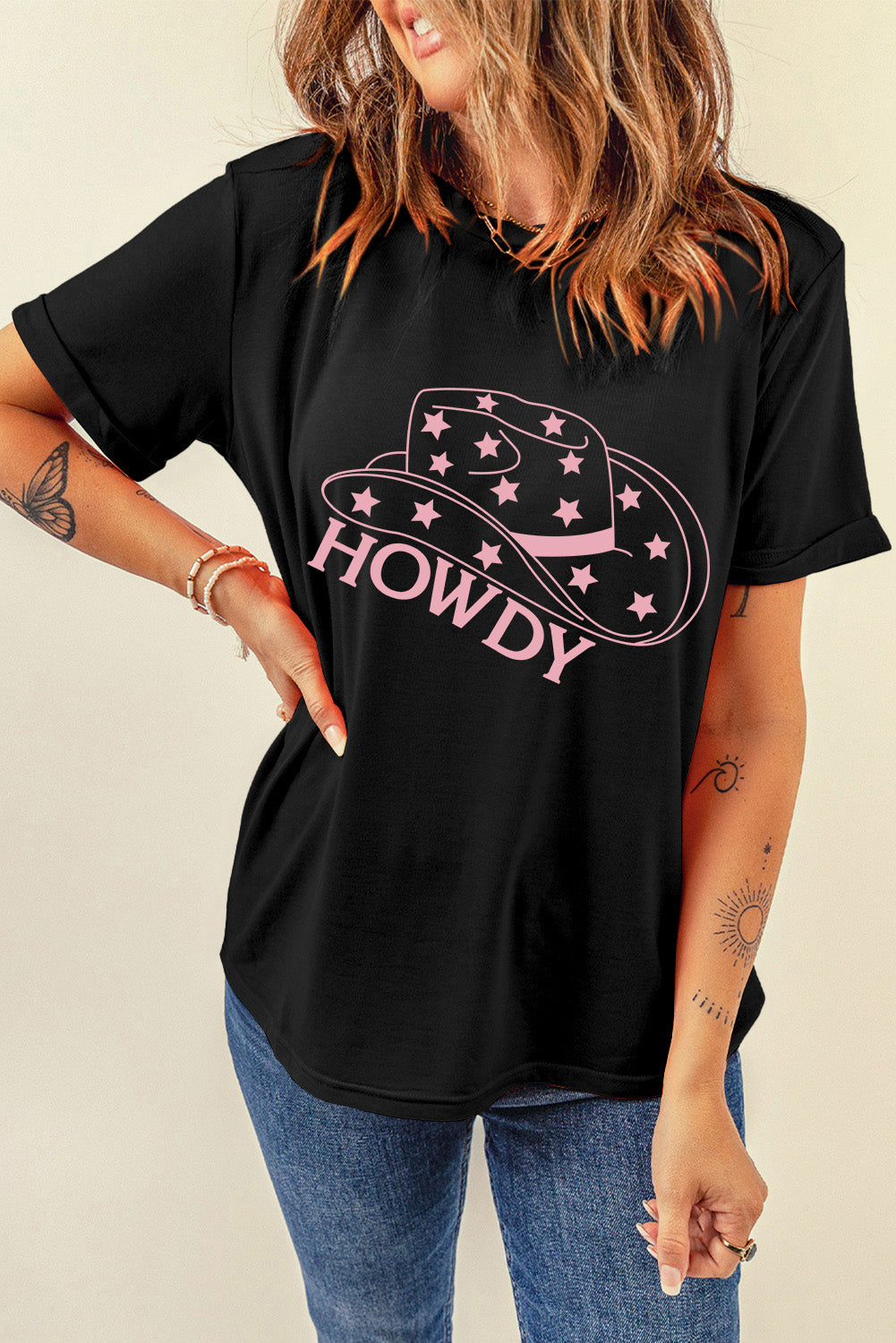 HOWDY Round Neck Short Sleeve T-Shirt - Fashion Finder Hub