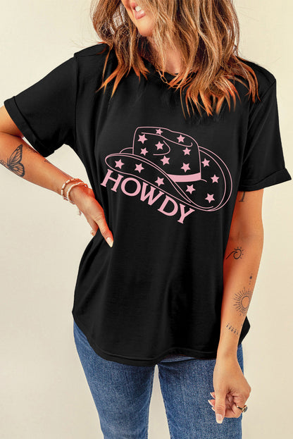 HOWDY Round Neck Short Sleeve T-Shirt - Fashion Finder Hub