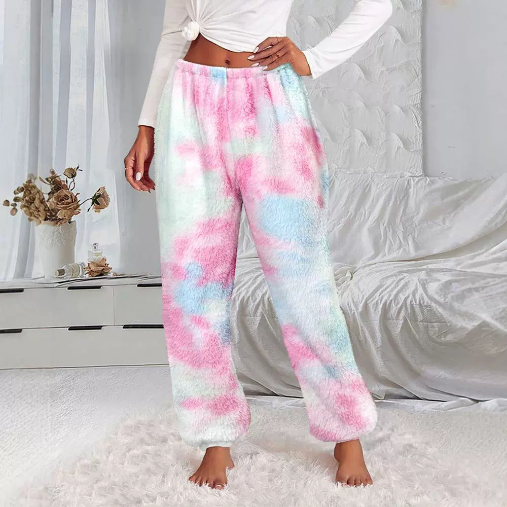 New Tie-dyed Double-sided Fleece Home Trousers