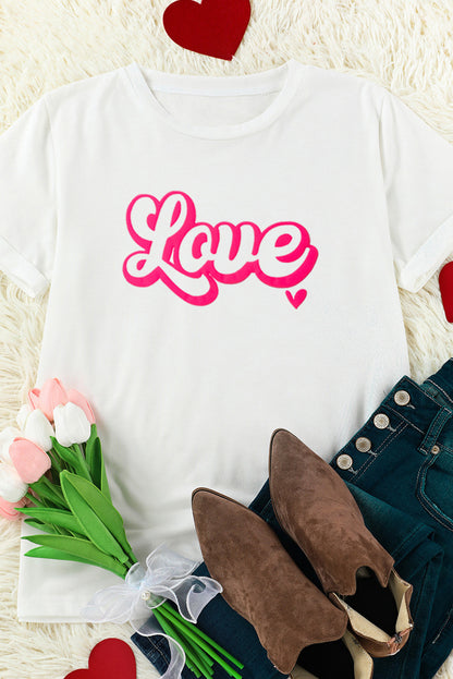 LOVE Round Neck Short Sleeve T-Shirt - Fashion Finder Hub