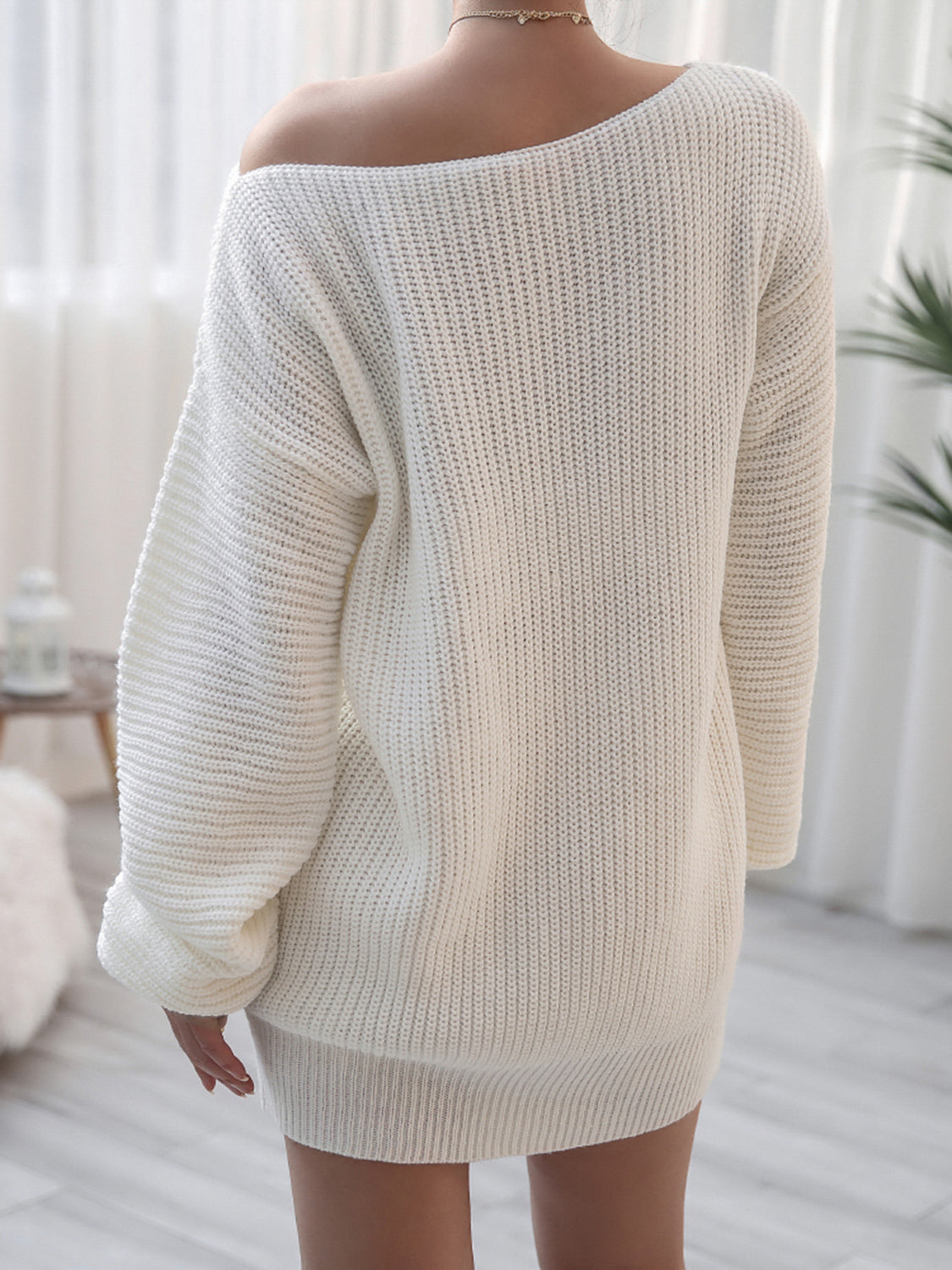 Rib-Knit Mini Sweater Dress - Fashion Finder Hub