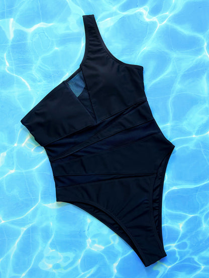One-Shoulder Sleeveless One-Piece Swimsuit - Fashion Finder Hub