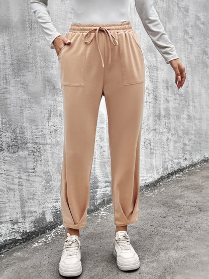 Drawstring Straight Pants with Pockets - Fashion Finder Hub