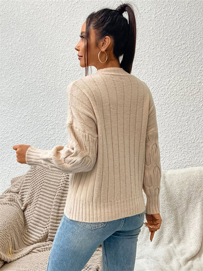 Round Neck Long Sleeve Sweater - Fashion Finder Hub