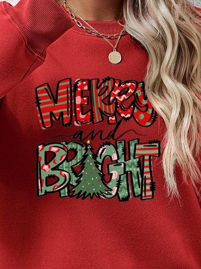 MERRY AND BRIGHT Long Sleeve Sweatshirt - Fashion Finder Hub