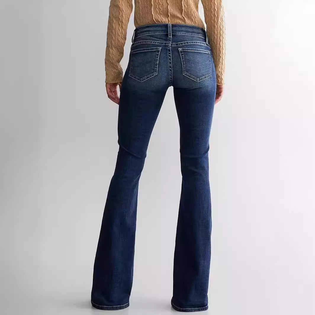 Rita Mid Waist Slim Fit Stretch Retro Flared Jeans