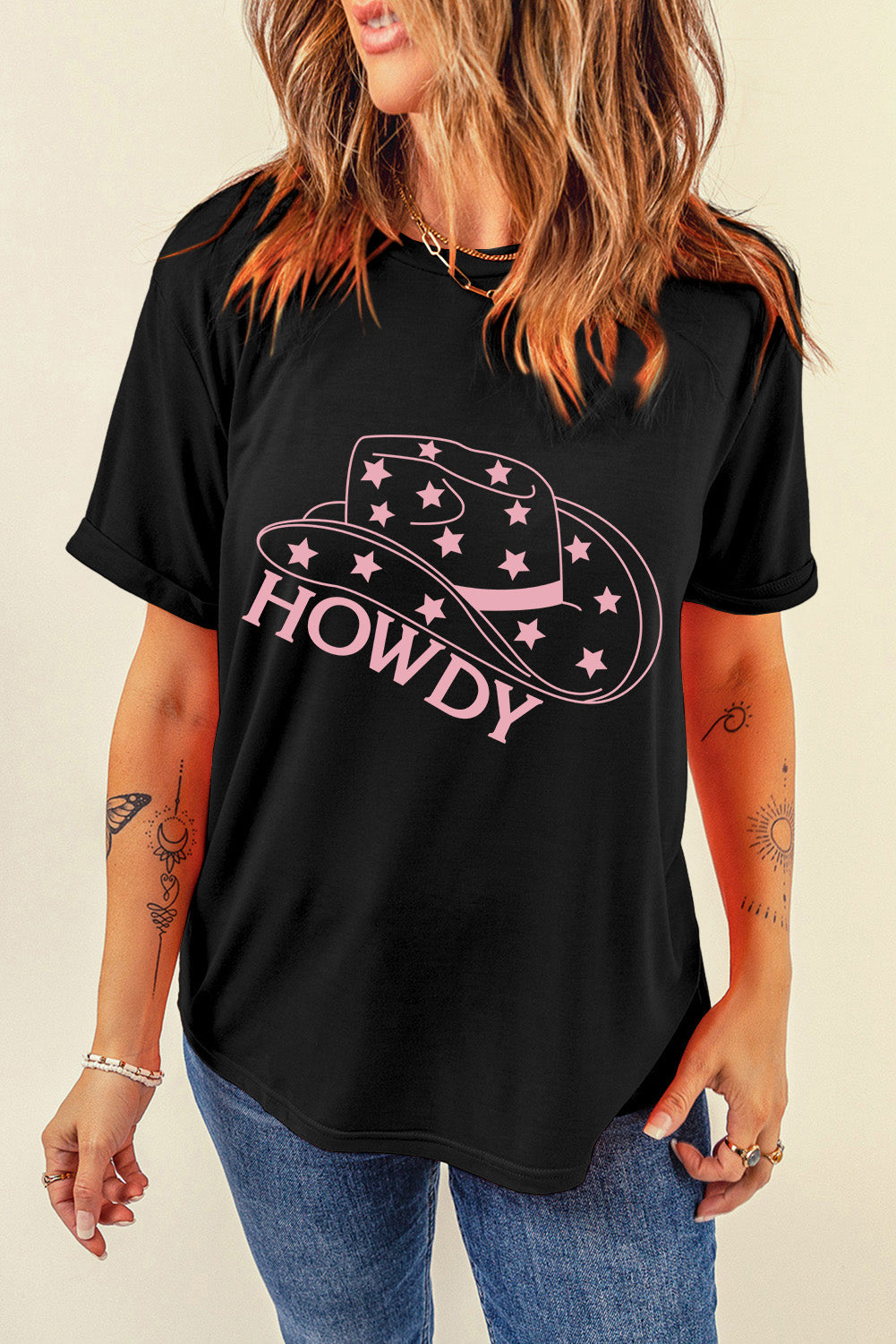 HOWDY Round Neck Short Sleeve T-Shirt - Fashion Finder Hub