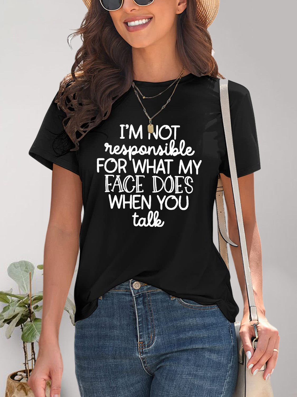 Letter Graphic Round Neck Short Sleeve T-Shirt - Fashion Finder Hub