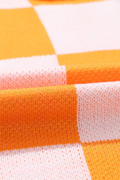 Checkered Exposed Seam Drooped Shoulder Sweater - Fashion Finder Hub