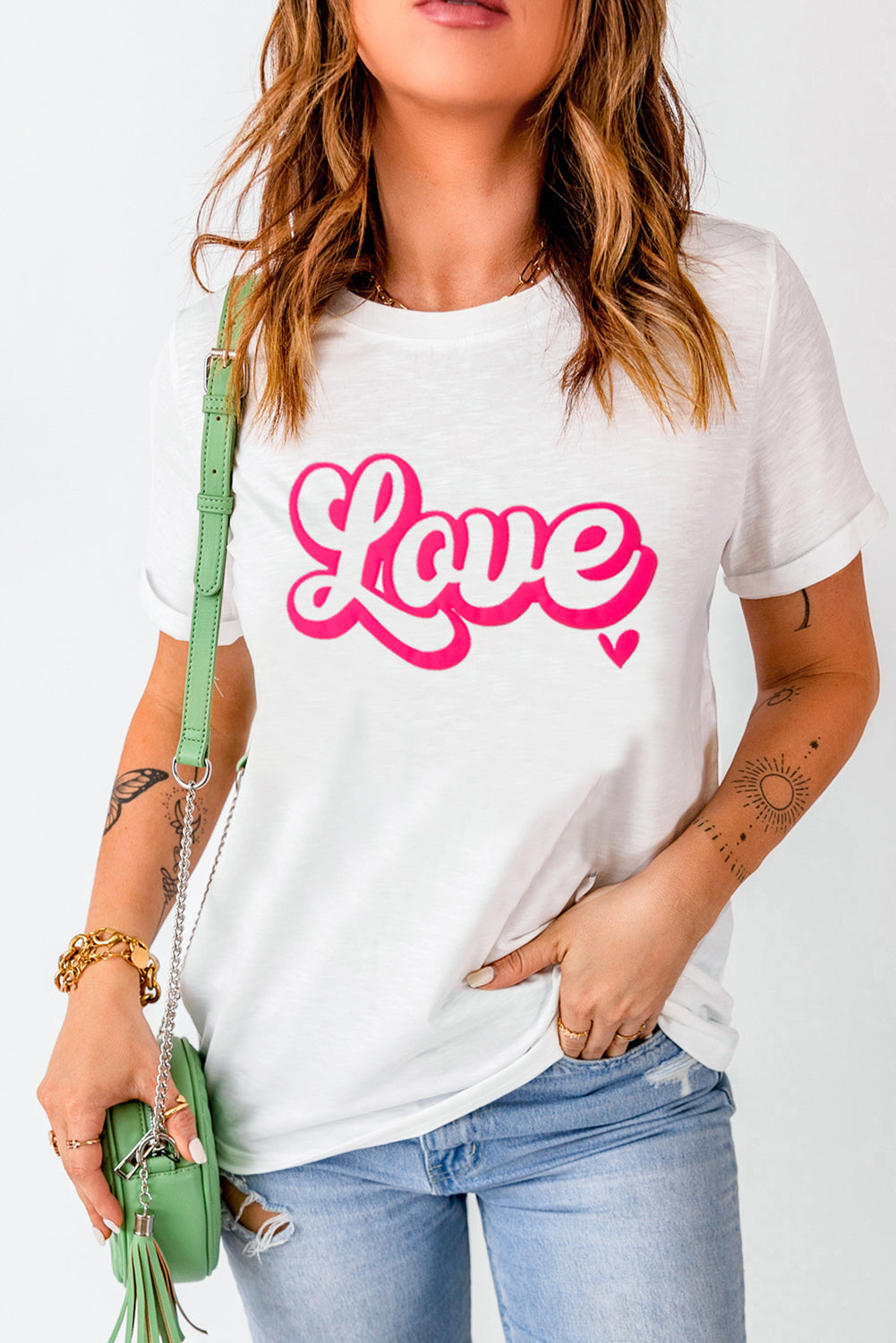 LOVE Round Neck Short Sleeve T-Shirt - Fashion Finder Hub