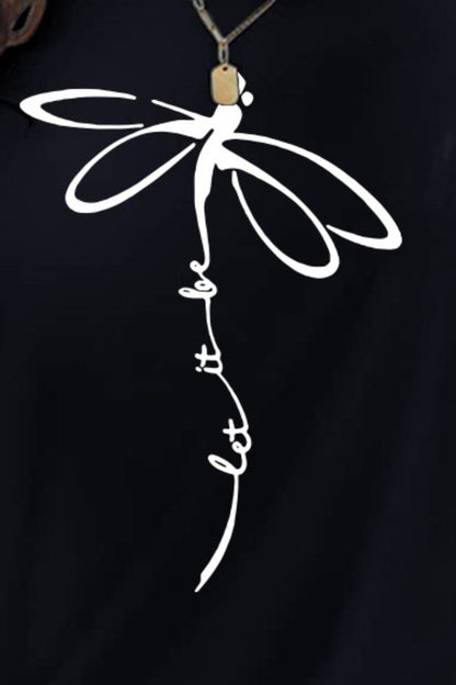 Dragonfly Graphic Round Neck Short Sleeve T-Shirt - Fashion Finder Hub