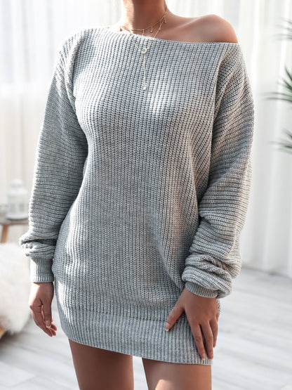 Rib-Knit Mini Sweater Dress - Fashion Finder Hub