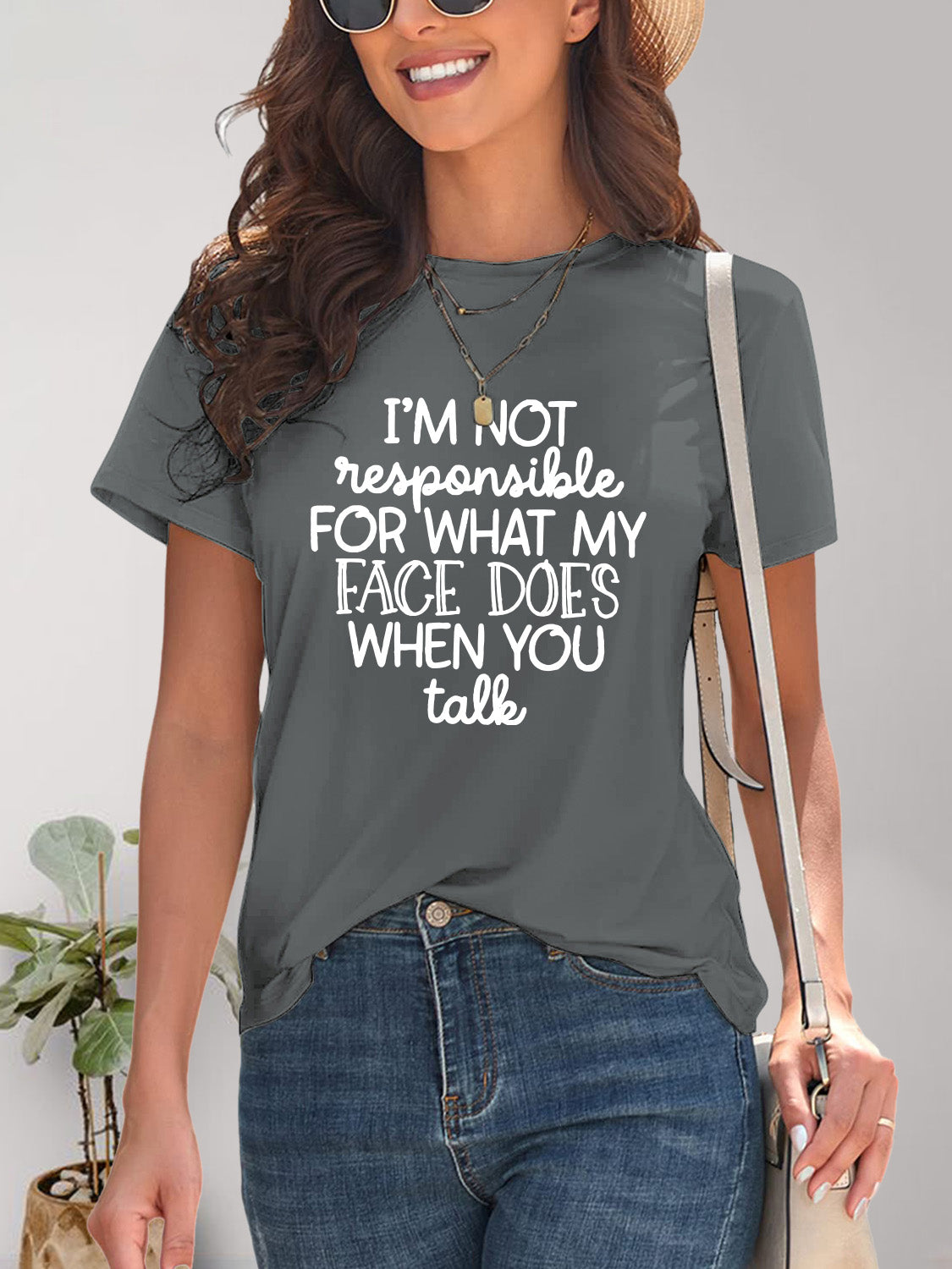 Letter Graphic Round Neck Short Sleeve T-Shirt - Fashion Finder Hub