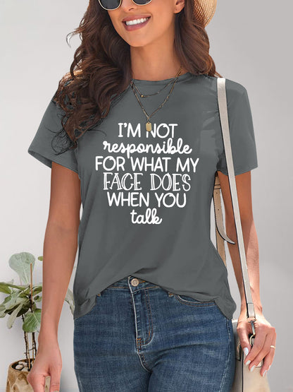 Letter Graphic Round Neck Short Sleeve T-Shirt - Fashion Finder Hub