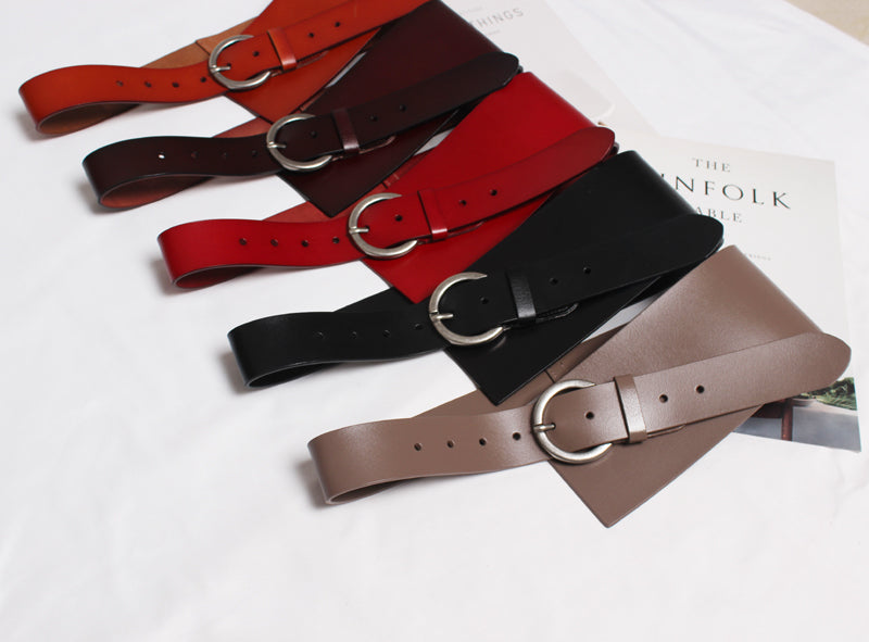 Women's Genuine Leather Wide Belt With Skirt