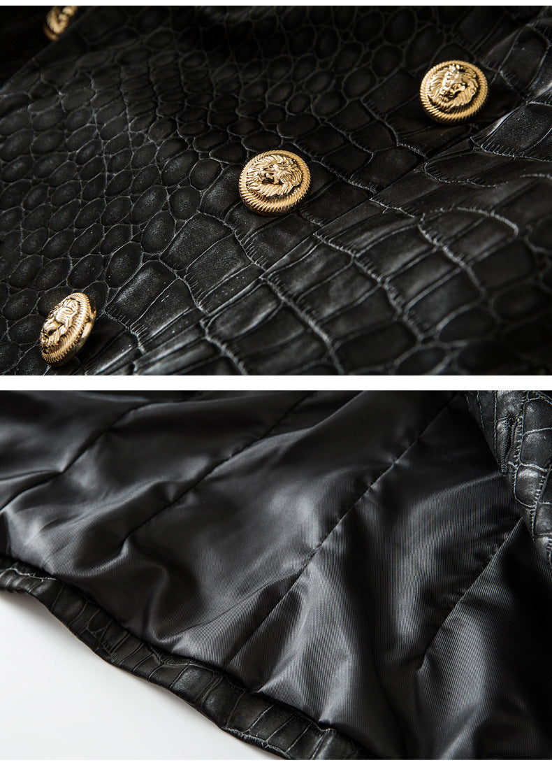 Stellar Crocodile Leather Coat