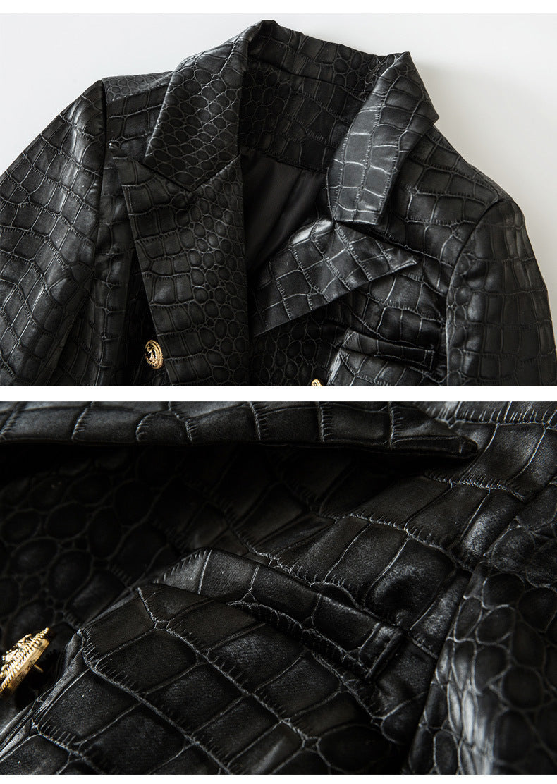 Stellar Crocodile Leather Coat