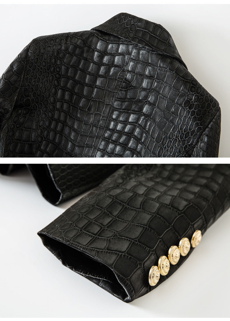 Stellar Crocodile Leather Coat