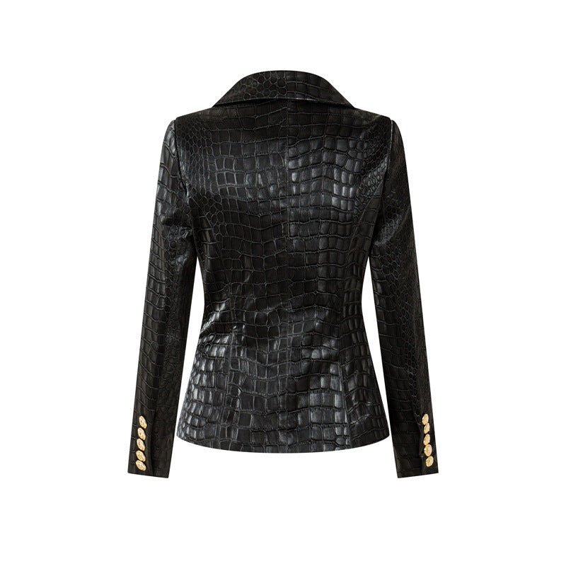 Stellar Crocodile Leather Coat