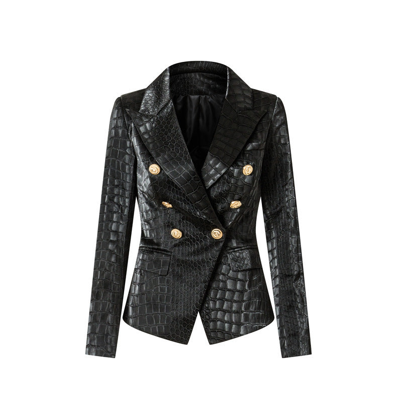 Stellar Crocodile Leather Coat