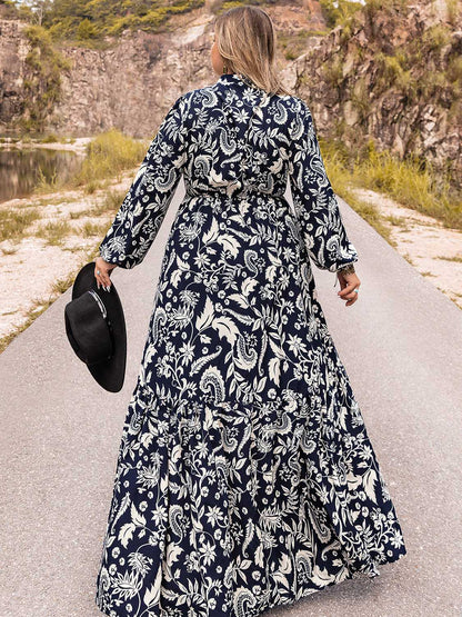 Plus Size Long Sleeve Maxi Dress - Fashion Finder Hub